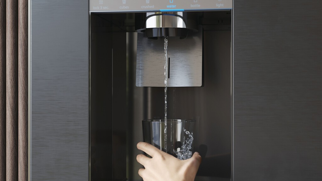 De nieuwste Siemens vrijstaande koelvriescombinatie iQ700 met gekoeld water spender. Ontdek de nieuwste smarte keukenapparatuur bij Ekelhoff Keukens in Nordhorn.