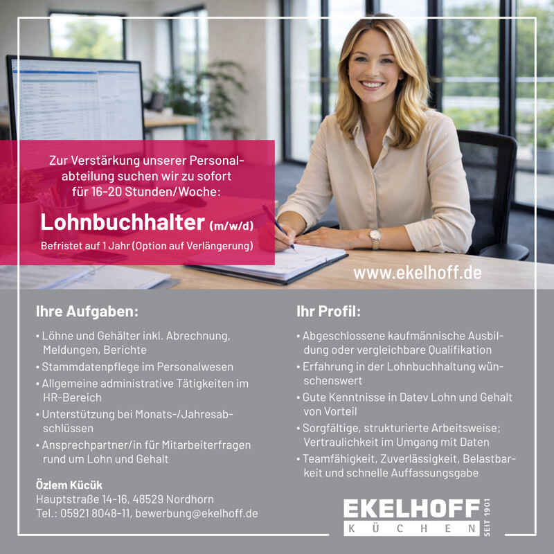 Lohnbuchhalter (m/w/d) gesucht. Wir suchen Verstärkung für unsere Personalabteilung.