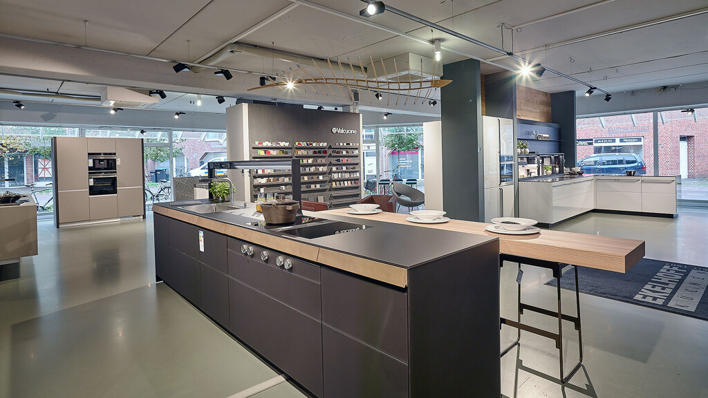 Valcucine showroomkeuken in het paviljoen van het keukenhuis Ekelhoff